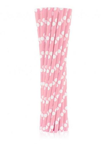 Colorat Light Pink Polka Dots Set Paie din Hârtie Roz 24 buc