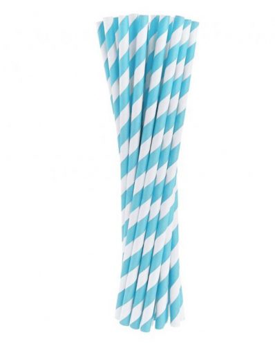 Colorat Light Blue Stripes Paie din hârtie albastră 24 buc