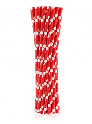 Colorat Red Polka Dots Paie de hârtie roșii pachet de 24