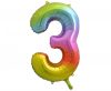 Numere Rainbow Balon din folie numărul 3 Curcubeu 85 cm