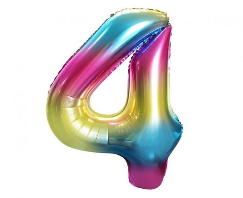 Numere Rainbow Balon folie curcubeu cifra 4 85 cm