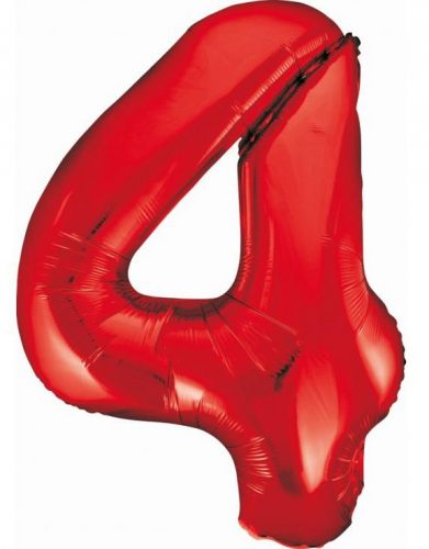 Numere Red Balon folie roșu numărul 4 85 cm