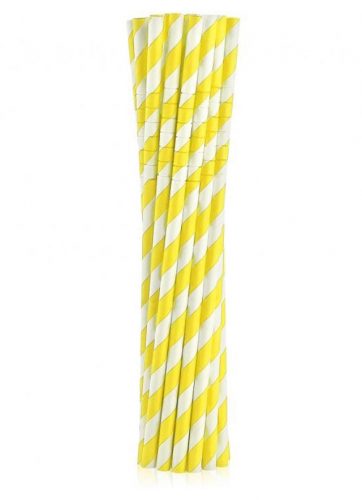 Colorat Yellow Stripes Paie din Hârtie Galbene Flexibile 12 buc