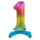 Numere Rainbow Balon din folie numărul 1 colorat cu bază 74 cm