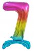 Numere Rainbow Balon din folie numărul 7 colorat cu bază 74 cm