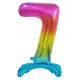 Numere Rainbow Balon din folie numărul 7 colorat cu bază 74 cm