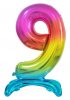 Numere Rainbow Balon din folie cu baza 9 colorat 74 cm