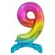 Numere Rainbow Balon din folie cu baza 9 colorat 74 cm