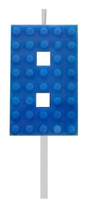 Blocks Blue Blocks Lumânare Blue de tort cu cuburi, număr 8