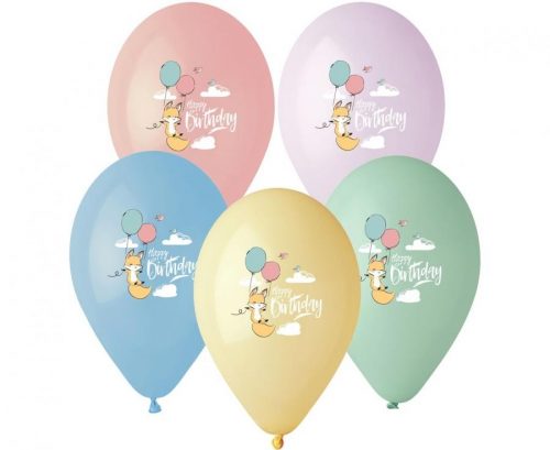 Vulpe Fox Happy Birthday balon, set 5 bucăți, 33 cm