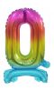 Numere Rainbow Balon din Folie Mini Cifra 0 Colorată cu Bază 38 cm