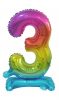 Numere Rainbow Balon mini foaie colorat cu numărul 3 cu suport 38 cm