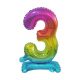 Numere Rainbow Balon mini foaie colorat cu numărul 3 cu suport 38 cm