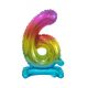 Numere Rainbow Balon mini din folie colorat cu numărul 6 și suport 38 cm