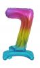 Numere Rainbow Balon mini colorat cifră 7 din folie cu bază 38 cm