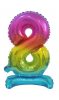 Numere Rainbow Balon mic colorat cu cifra 8, folie cu suport 38 cm