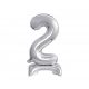 Numere B&C Silver Balon Din Folie Mini Argintiu Numărul 2 cu Suport 38 cm