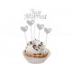 Nuntă Decorațiune tort Just Married Silver set de 5