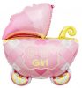 Bebe Carriage Pink Balon din folie în formă de cărucior roz 60 cm