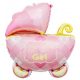 Bebe Carriage Pink Balon din folie în formă de cărucior roz 60 cm