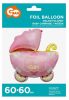 Bebe Carriage Pink Balon din folie în formă de cărucior roz 60 cm