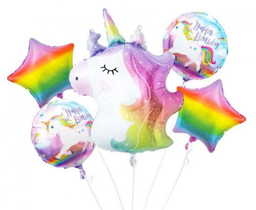 Unicorn Rainbow set de baloane din folie 5 bucăți