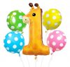 Animale Dots Set de 5 baloane cu heliu folie Giraffe