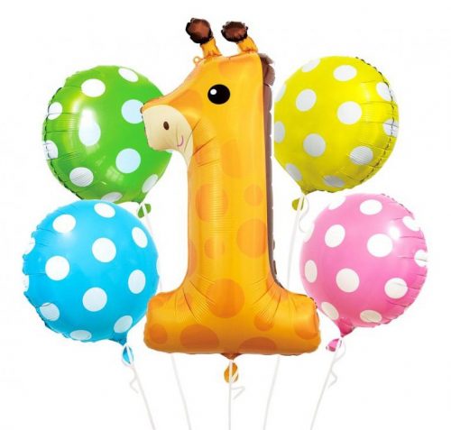 Animale Dots Set de 5 baloane cu heliu folie Giraffe