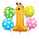 Animale Dots Set de 5 baloane cu heliu folie Giraffe