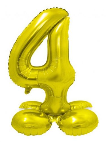 Numere Gold Balon din folie de aur cu numărul 4 și suport 72 cm