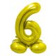 Numere Gold Balon folie numărul 6 auriu cu bază 72 cm