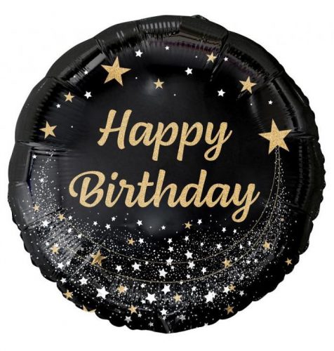 La mulți ani Black Happy Birthday balon din folie 36 cm