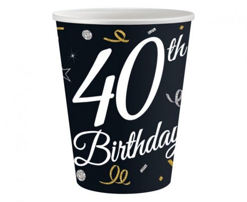 La mulți ani B&C Happy Birthday 40 pahar de hârtie 6 buc 200 ml