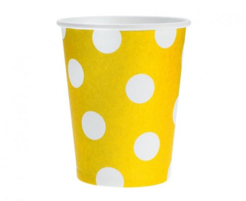 Colorat Yellow Polka Dots Pahar de hârtie galben 6 buc 270 ml