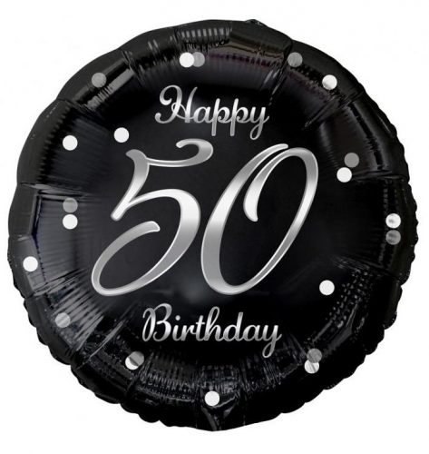 La mulți ani B&C Silver Happy Birthday 50 balon din folie 36 cm