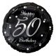 La mulți ani B&C Silver Happy Birthday 50 balon din folie 36 cm