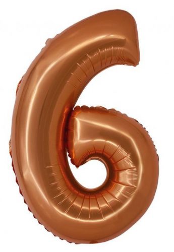 Numere Copper Balon din folie în formă de numărul 6 cupru 76 cm