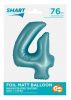 Numere Light Blue Mat Balon de folie numărul 4 albastru 76 cm