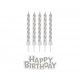 La mulți ani B&C Silver Set de lumânări de argint Happy Birthday 16 buc