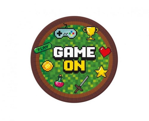 Gamer Game On Farfurie de hârtie pentru copii 6 bucăți 18 cm