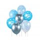 Colorat Happy Birthday Argintiu-Albastru, Set de baloane argintiu-albastru 7 buc 30cm (12 inch)