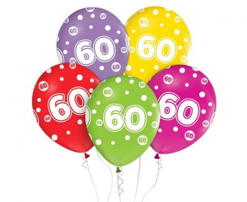 La mulți ani Happy Birthday 60 balon, set de 5 bucăți 12 inch (30cm)