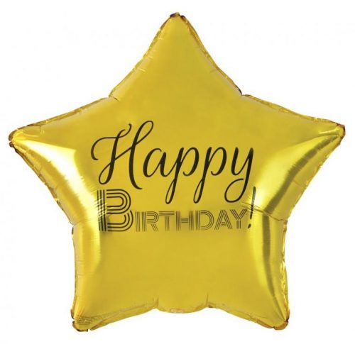 La mulți ani Gold Balon de folie Happy Birthday star auriu 44 cm