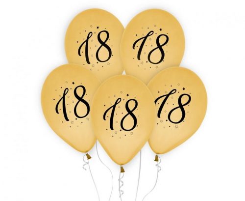 La mulți ani Gold Balon auriu Happy Birthday 18, 5 bucăți 12 inch (30cm)