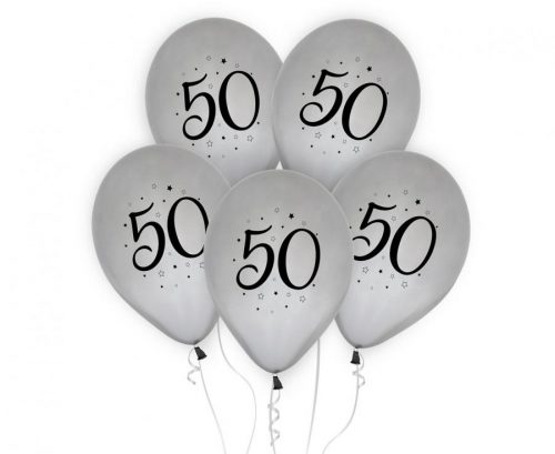 La mulți ani Silver Baloane de argint Happy Birthday 50, 5 buc 12 inch (30cm)