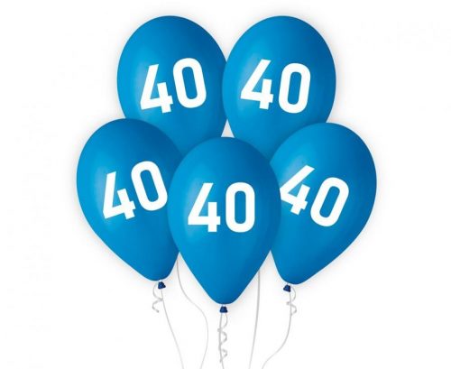 La mulți ani Blue Balon Albastru La Mulţi Ani 40, set 5 bucăţi 12 inch (30cm)