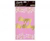 La mulți ani B&C Light Pink Față de masă din folie roz Happy Birthday 137x183 cm