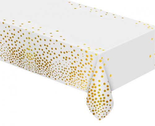 La mulți ani White Gold Dots, Față de masă din folie albă 137x183 cm