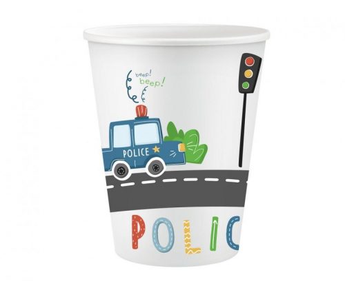 Pahare de hârtie Beep polițist 6 buc 266 ml