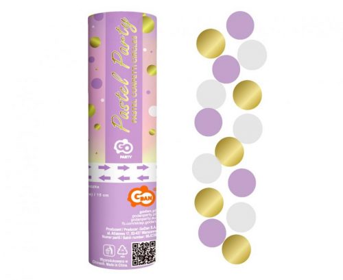 La mulți ani Gold-Liliac-Alb Confetti Shooter 15 cm